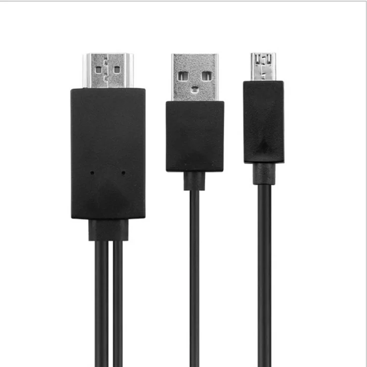 Черный 2 м MHL Micro USB к HDMI 1080P телевизионный HD кабель адаптер для универсальных телефонов Android - Цвет: Черный
