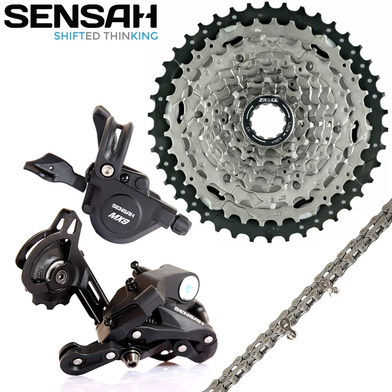 

SENSAH MX9 9 Speed MTB Bicycle Groupset 11-40T 11-42T Shift Lever Rear Derailleur Cassette Chain