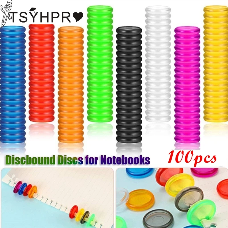

Разноцветные дисковые переплетные диски, 100 шт., для блокнотов, планеров, 24/28 мм, с отверстиями в виде грибов, с отрывными листами