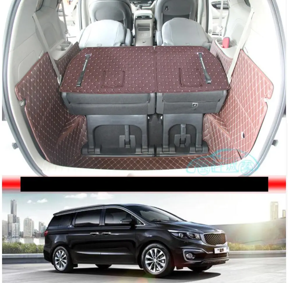 

Волоконно-кожаный коврик для багажника автомобиля kia carnival 2016 2017 2018 2019 3rd generation grand carnival Grand Sedona, автомобильные аксессуары