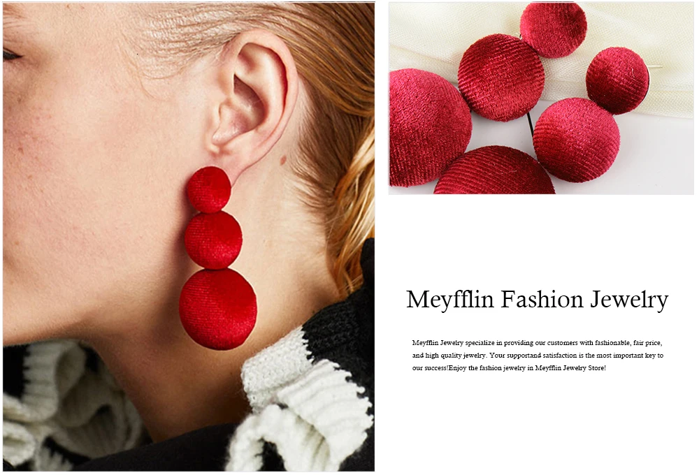 Meyfflin новые модные бархатные серьги с 3 зелеными шариками длинные массивные серьги для женщин корейские ювелирные изделия женские серьги