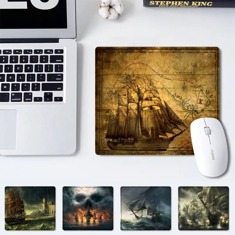 

Big Promotions Pirate Ship office Mat Small Pads Family Laptop Gamer Rubber Mouse Mat MousePad Desk Gaming Mousepad Cup Mat