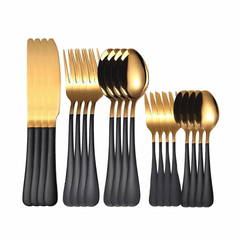 

Gold Fork Spoon Stainless Steel Set Kitchen 20Pcs Cutlery Knife Dinner Tableware Dinnerware Dropshipping