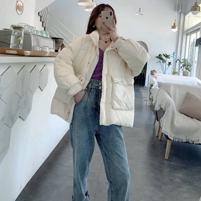 

2020 Down jacket women short stand collar Korean version loose bread jacket tide small autumn and winter student coat women