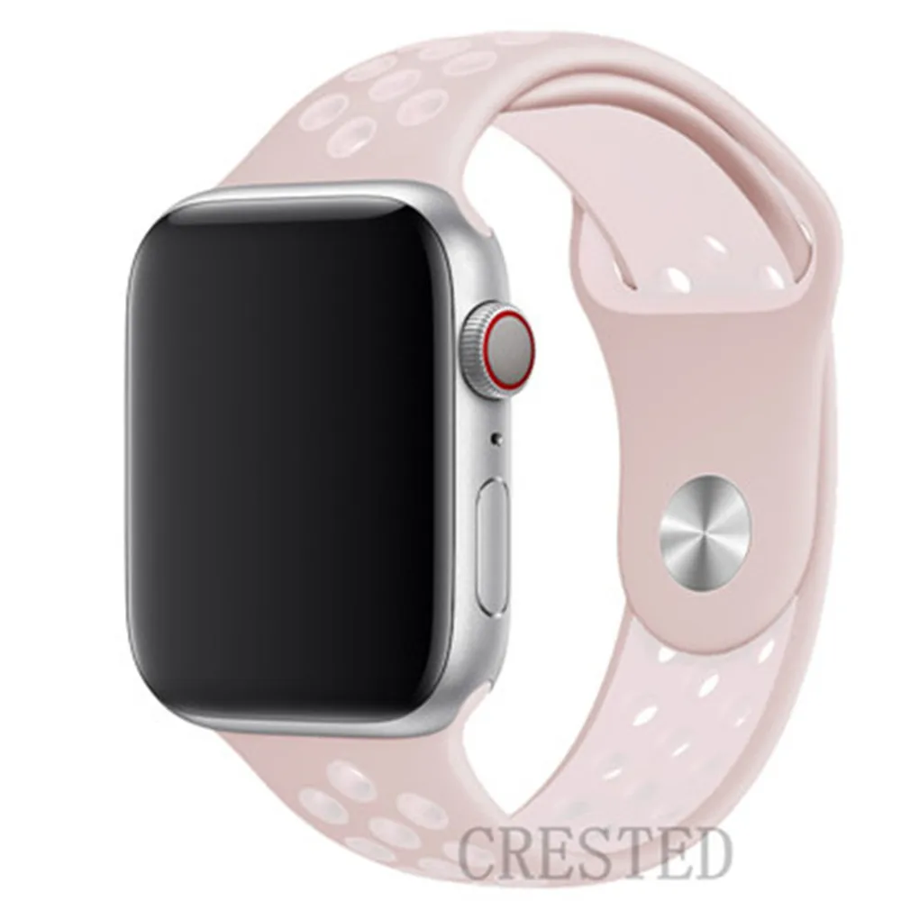 Ремешок для apple watch 5 4 3 ремешок 44 мм/40 мм iwatch ремешок 5 42 мм/38 мм correa силиконовый браслет аксессуары для часов - Цвет ремешка: light pink white 17