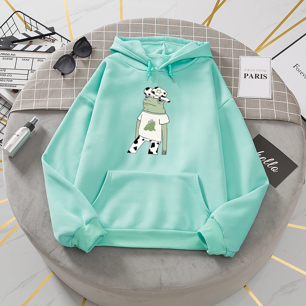 Jacket for Girl Frog Cow Hoody Sweetshirt Cute Sweatshirts for Teens Hoodies Women Aesthetic Graphic Women Sweetshirts Oversized