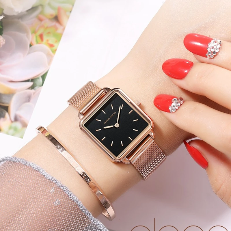 Japan Movement DropShipping Women Watches Rose Gold Simple Fashion Casual Wristwatch Luxury Ladies Square Watch Relogio Feminino