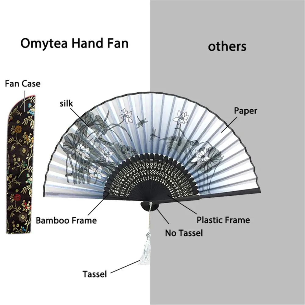 Ручной складной веер с цветочным узором тканевым рукавом для поддержания