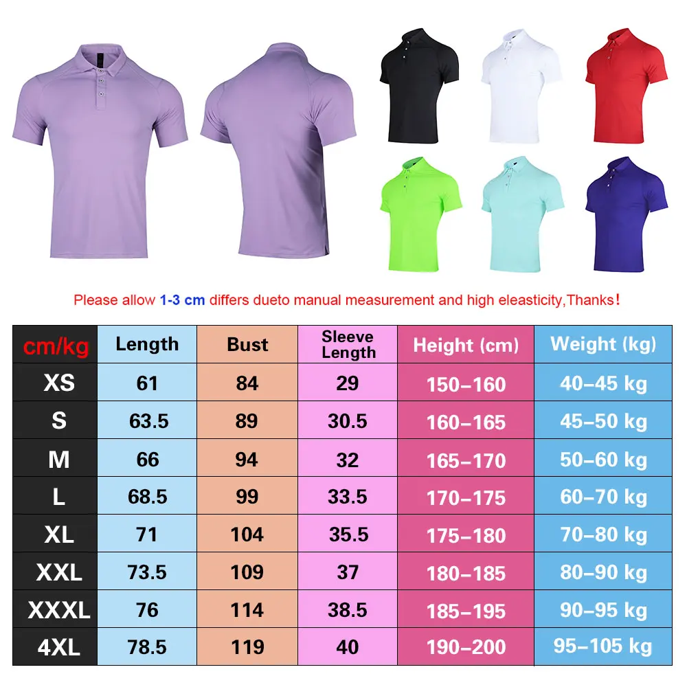 Summer Golf Shirts Men Short Sleeve Lapel Golf Shirt Breathable Training Clothes Quick Dry Outdoor Golf Wear Polyester T Shirt