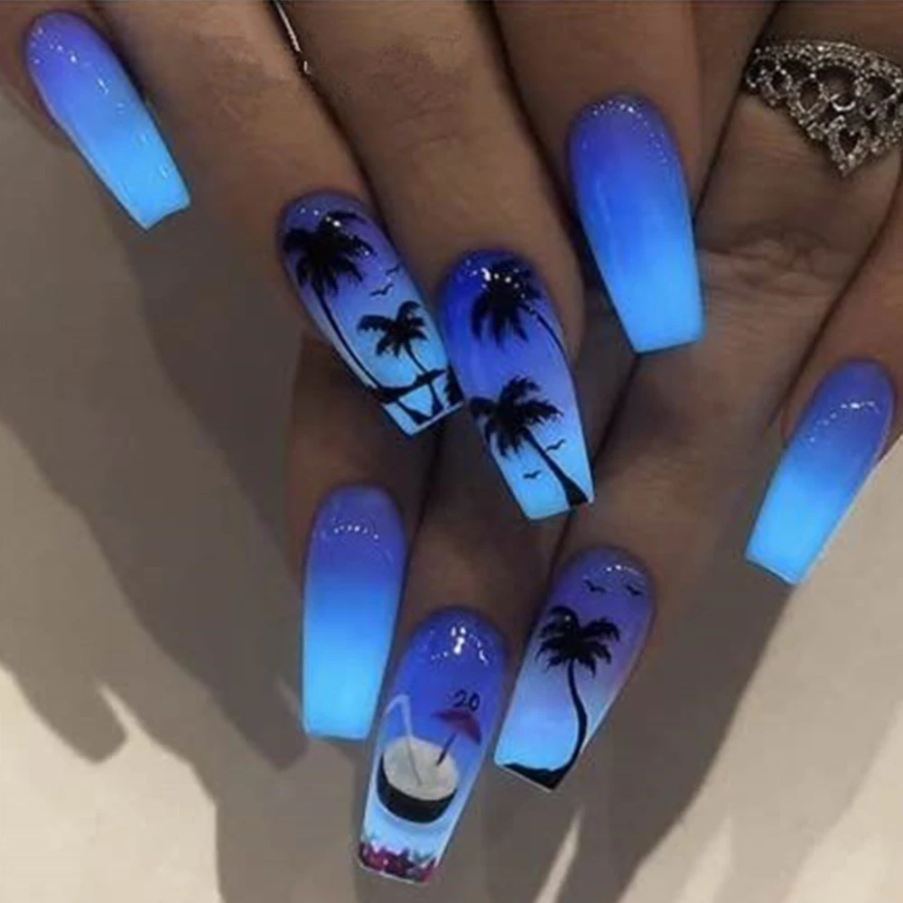 Наклейки для ногтей с пальмовым деревом летний супер Океанский ветер фольга