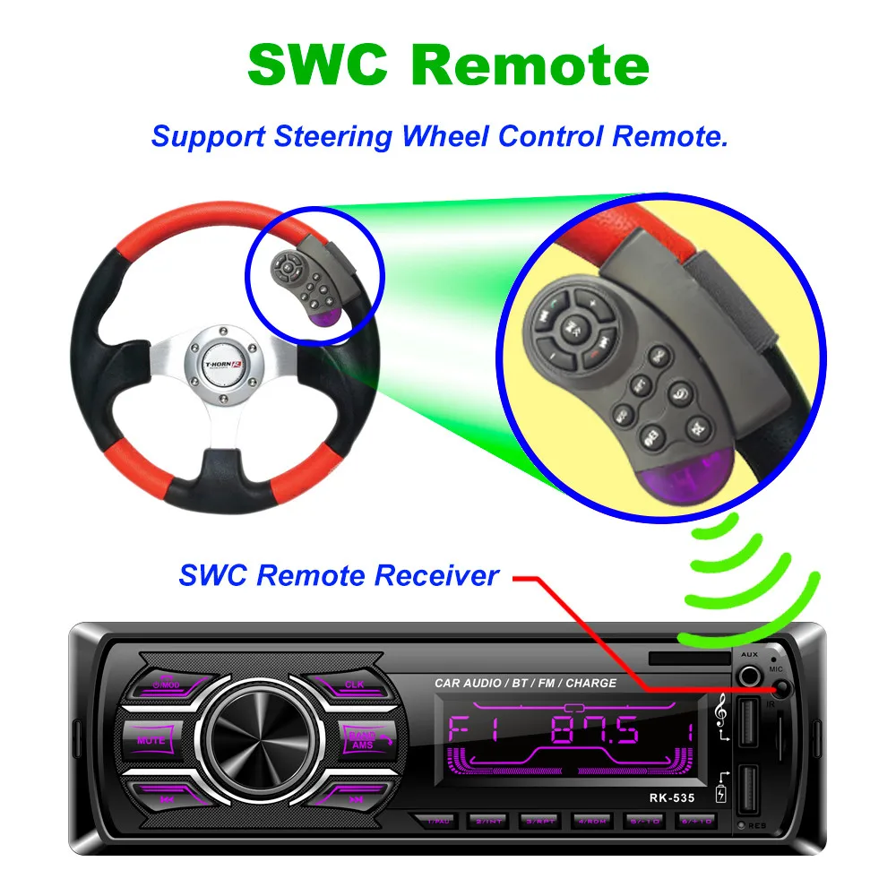 12V Bluetooth Автомобильный MP3-плеер Беспроводной приемник mp3 Audio In-Dash Music автомобильный FM радио BT USB SD разъемом подачи внешнего сигнала AUX адаптер приемник 92