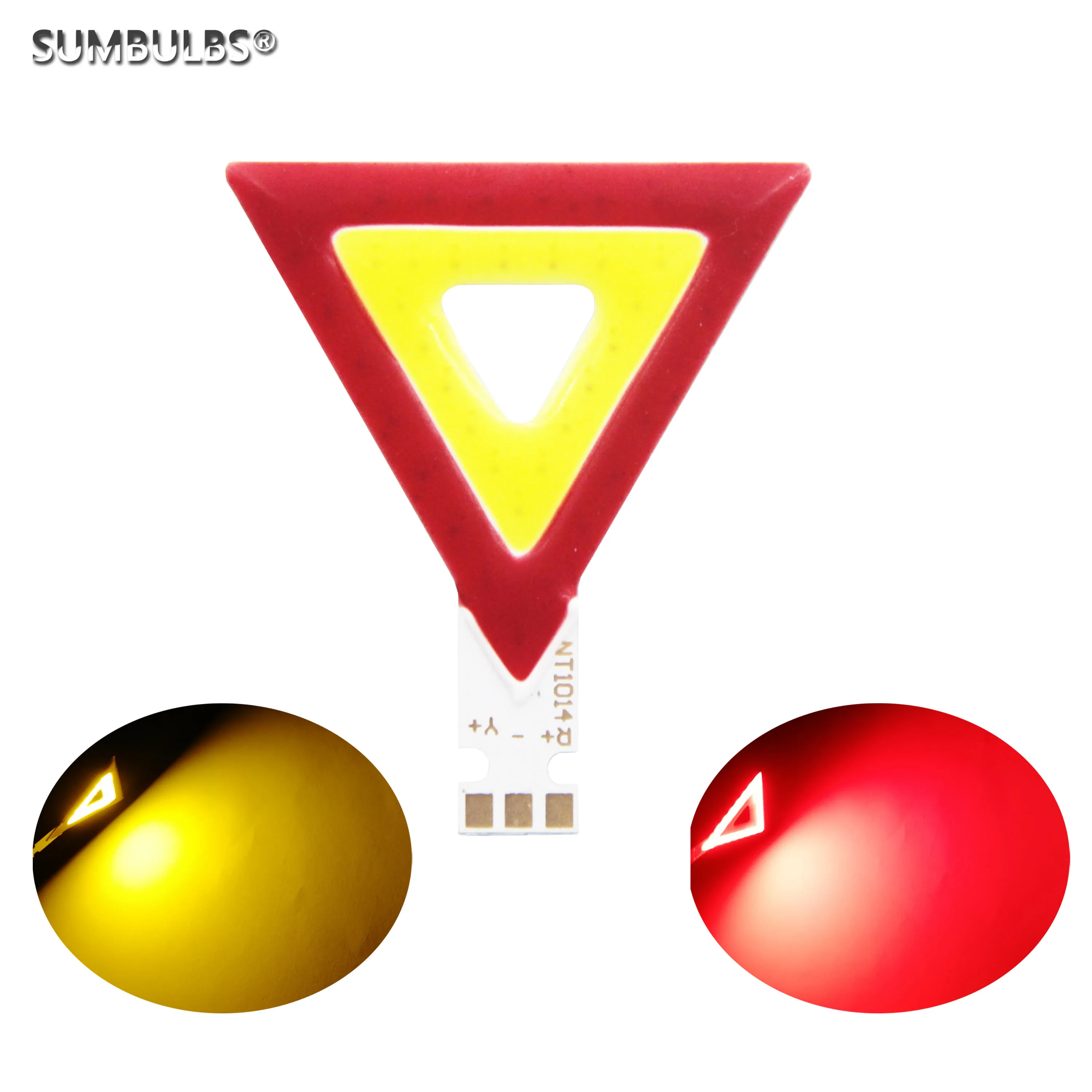 DC input Triangle shape double color LED COB chips for work bicycle diy light red & yellow source | Лампы и освещение