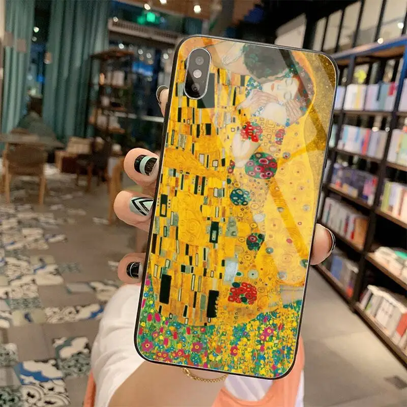 Мягкий чехол для телефона Kiss by Gustav Klimt закаленное стекло iPhone 11 Pro XR XS MAX 8X7 6S 6 Plus SE