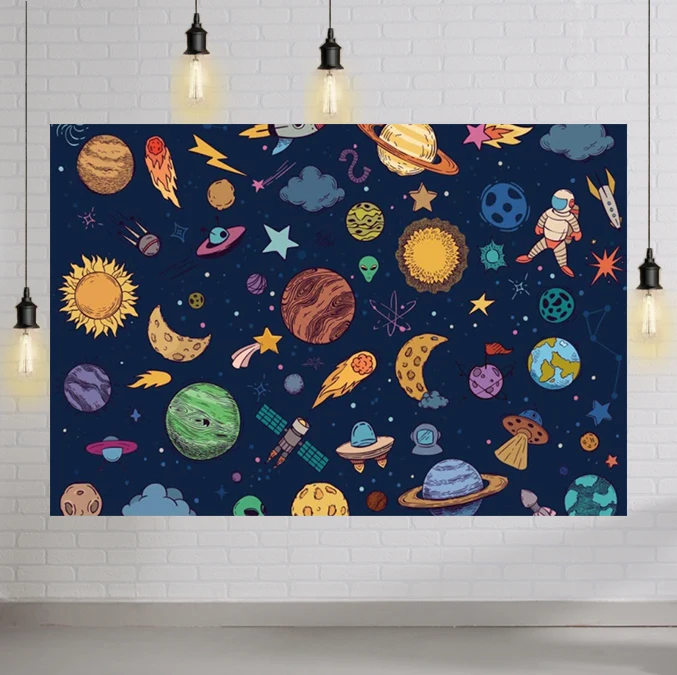 

Planet Theme Party Background Baby Shower Space Theme Birthday Party Background Kids Birthday Party Boys Decoration Kids' Party