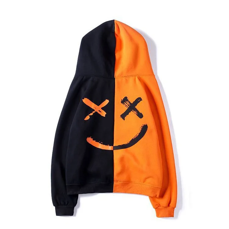 Black-Orange Мужские толстовки, свитшоты, уличная одежда, мужская черно-белая толстовка в стиле хип-хоп, лоскутные свитшоты, пуловер, верхняя одежда, пальто, sudaderas - Цвет: Black-Orange