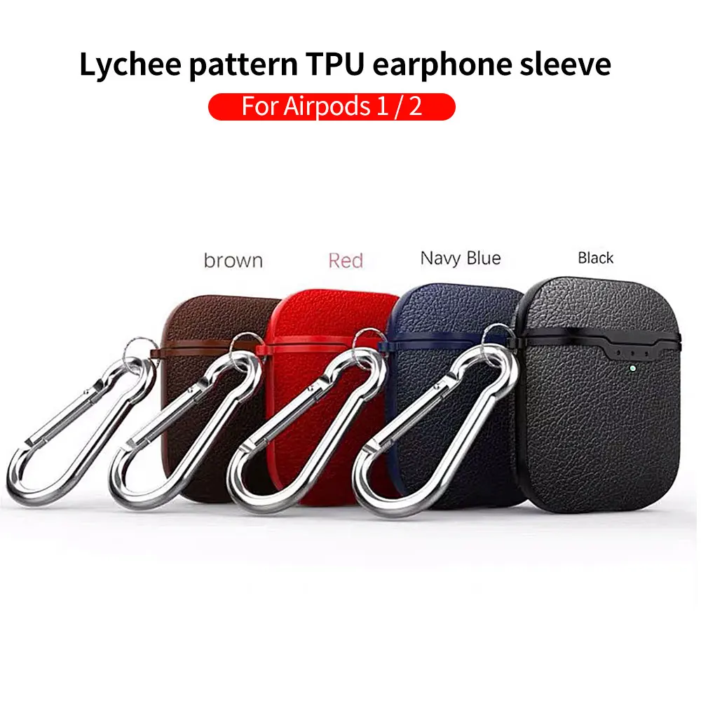 

Genuine Leather Cover For AirpPods 1 2 Case For Apple AirPods 1 2 1st 2nd Bluetooth Earphone Accessories Lychee Pattern Cowhide