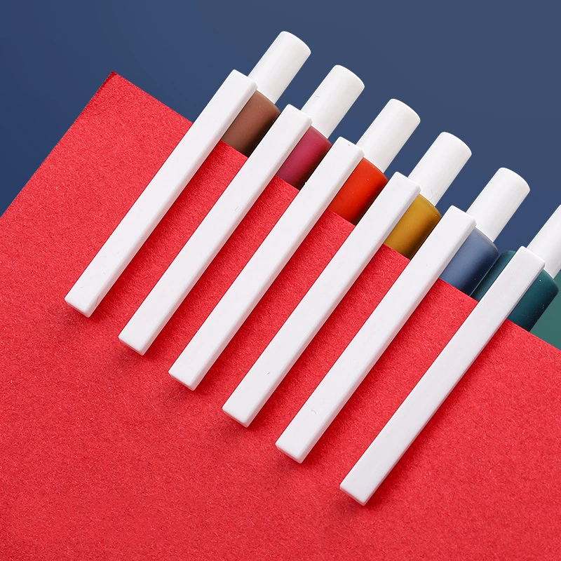

6pcs Retro Color Gel Ink Pens Set 0.5mm Ballpoint Tip Matte Body White Clip Liner Marker Drawing Signature School Supplies A6781