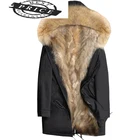 Для мужчин парка натуральный На зимнем меху утепленная куртка из натурального меха енота пальто с капюшоном природный енот Меховая подкладка куртка M-6XL 22021-6