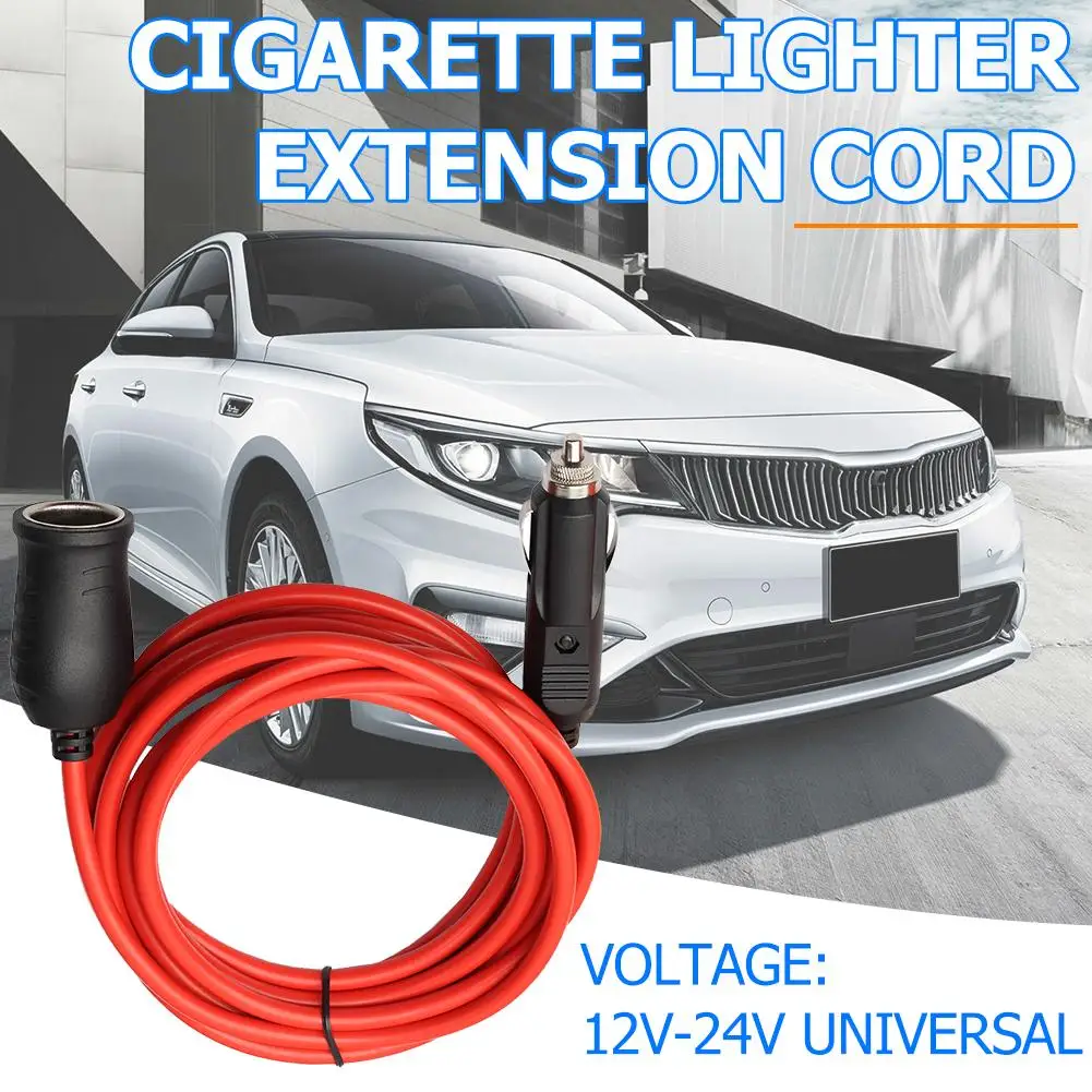 

12V 24V Car Cigarette Lighter Cigarette Lighter Plug Male-To-Female Extension Line Cord Cable Plug to Socket 3.6m/12ft Red