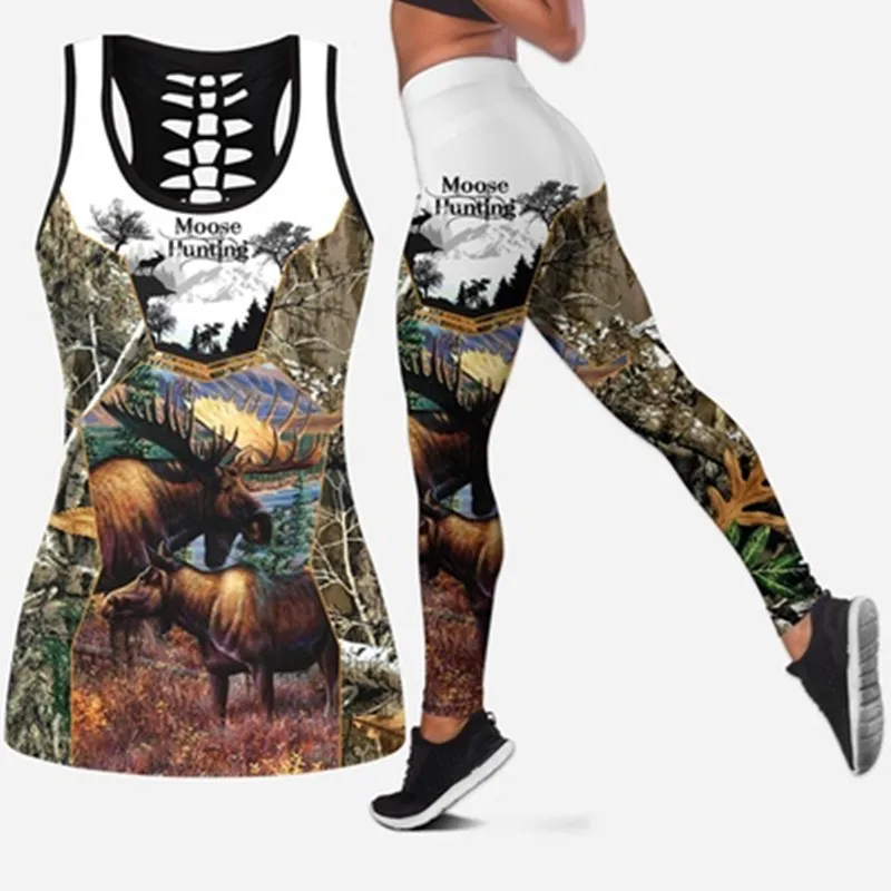 

Женский ажурный топ и леггинсы с 3D принтом оленя, хипстерская одежда для отдыха, летняя уличная одежда, сексуальный жилет