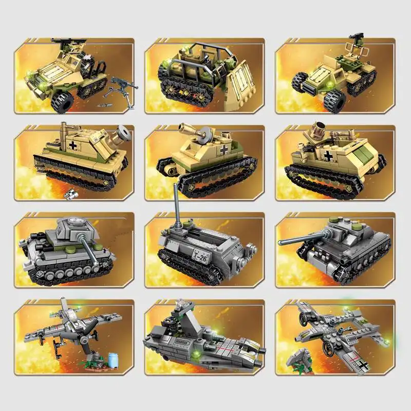 Pickwoo D20 1061 намоток Tank строительные блоки мини-фигурки автомобиля самолета