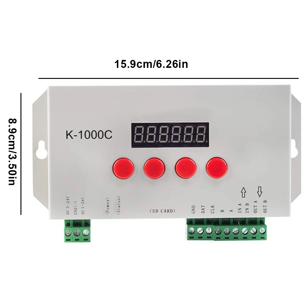 

LED Controller Programmable 2048 Pixels WS2812B APA102C SK6812 LED Strip Light Controller K-1000C With SD Card For Room White