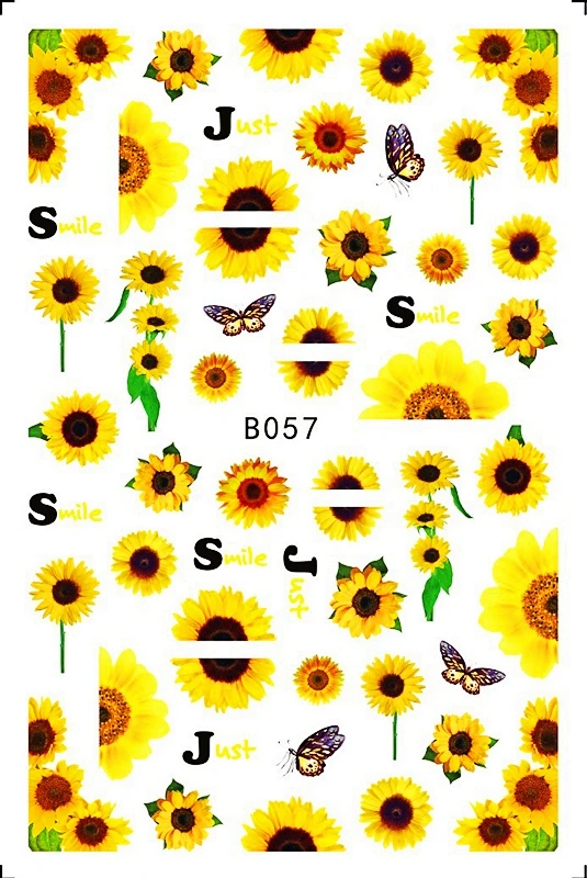 12pcs/Set 3D Sunflower Nail Art Sticker Sliders Manicure Designs Self Adhesive Nail Sticker Decoration Beautiful Tips Decals AS-