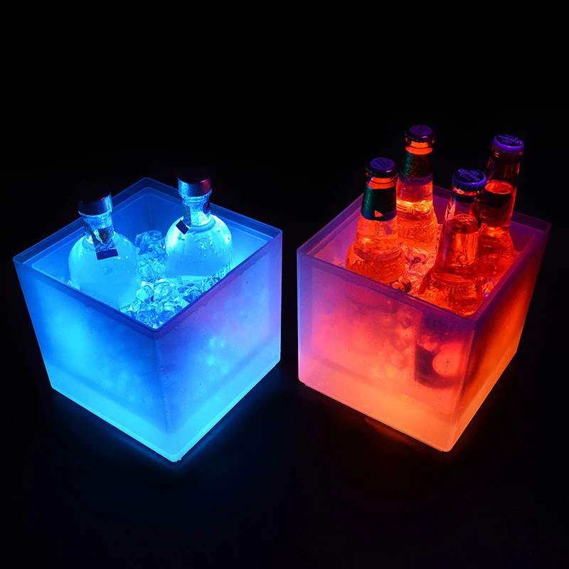 

Champagne Transparent Colorful Luminous Ice Bucket Led Wine Barrel Party Home Bar Wine Cabinet Color Change Whisky Barrel