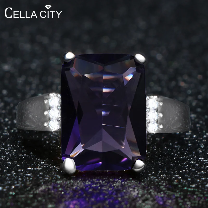 Женское кольцо из серебра 925 пробы с аметистом|Кольца| |