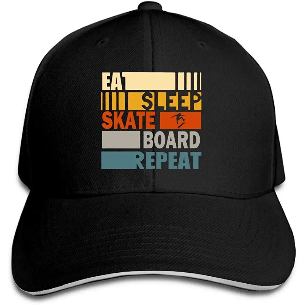 Классический унисекс пользовательский Eat Sleep скейтборд Повтор гольф шляпа