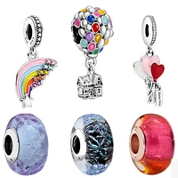 original gifts fashion rainbow hot air balloon charm women silver 925 jewelry compatible pandora clasp snake chain bracelet bang