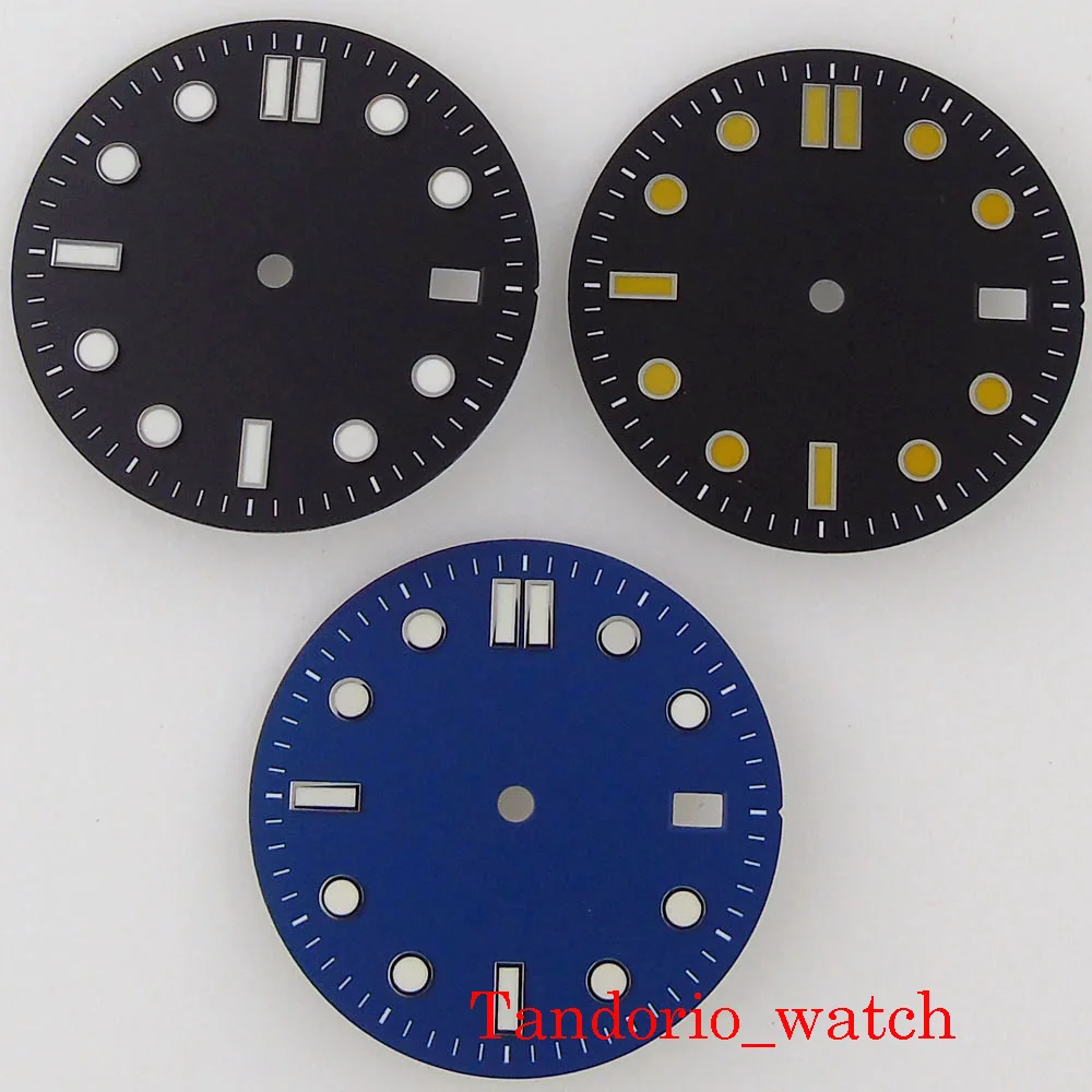 

Bliger 31mm Black Blue Sterile Watch Dial Luminous Marks For NH35A Automatic Movement With Date Window Wristwatch Accessories