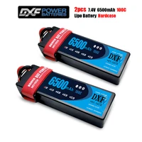 2pcs dxf 2s 7 4v 6500mah 100c max200c lipo battery rc parts with t plug comfortable for trxx 110 car drone helicopter boat fpv