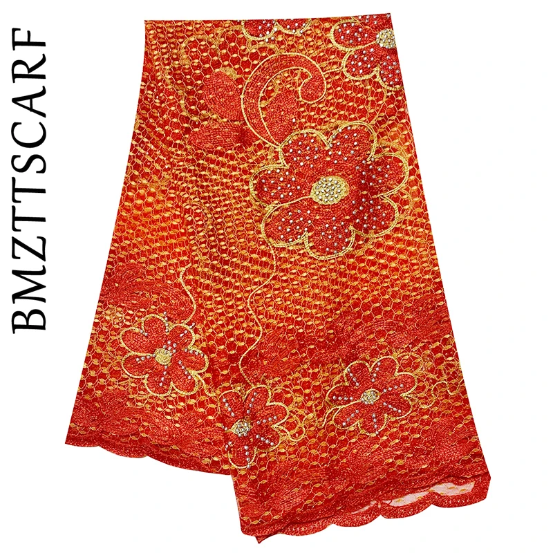 

High Quality African Women Fashion Gauze Embroidered Scarf Shawl Outdoor Comfortable Scarf Muslim Lady Turban BM105