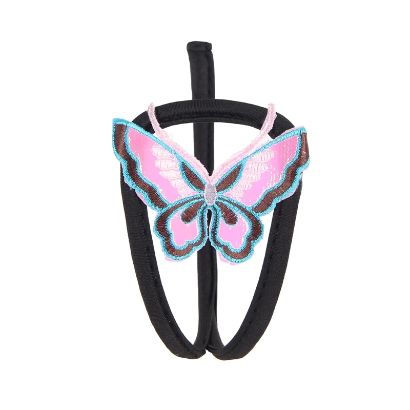 Женские трусики стринги с бабочками LSS170 Эротические невидимки в стиле пэчворк