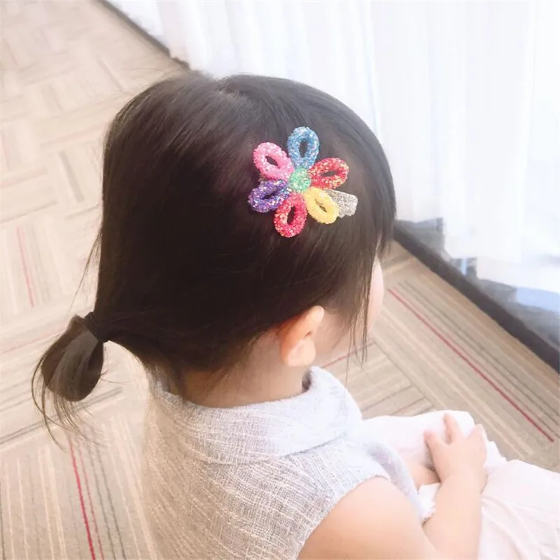 New Rainbow Sequin BB Clip Crown Flower Hairpins Children Girls Kids Hair Clips Pin Barrettes Accessories Ornament Hairclip |