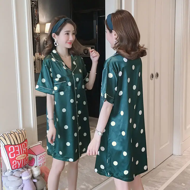 

Ночные рубашки, ночные рубашки для женщин, дышащий костюм, удобная домашняя одежда, Женская свободная Пижама, ночная рубашка, атласная ночна...