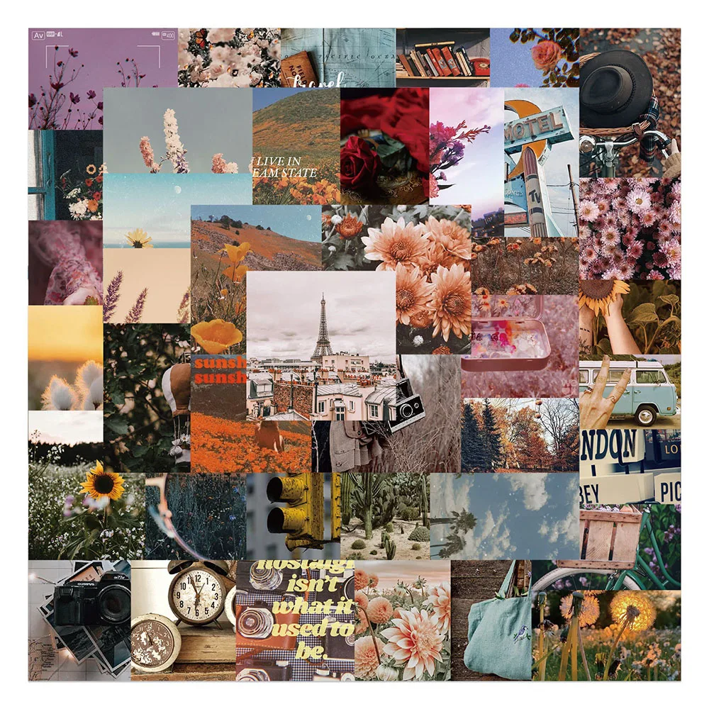 

10/30/56PCS INS Style Vintage Landscape Graffiti Stickers Aesthetic Phone Laptop Guitar Bike Cute Waterproof Kids Sticker Toy