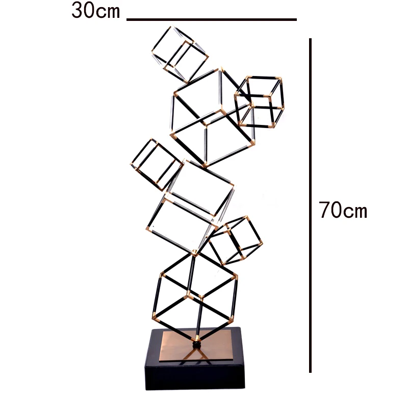 Современный набор золотой черный металлический кубик фигурки Большой 70 см