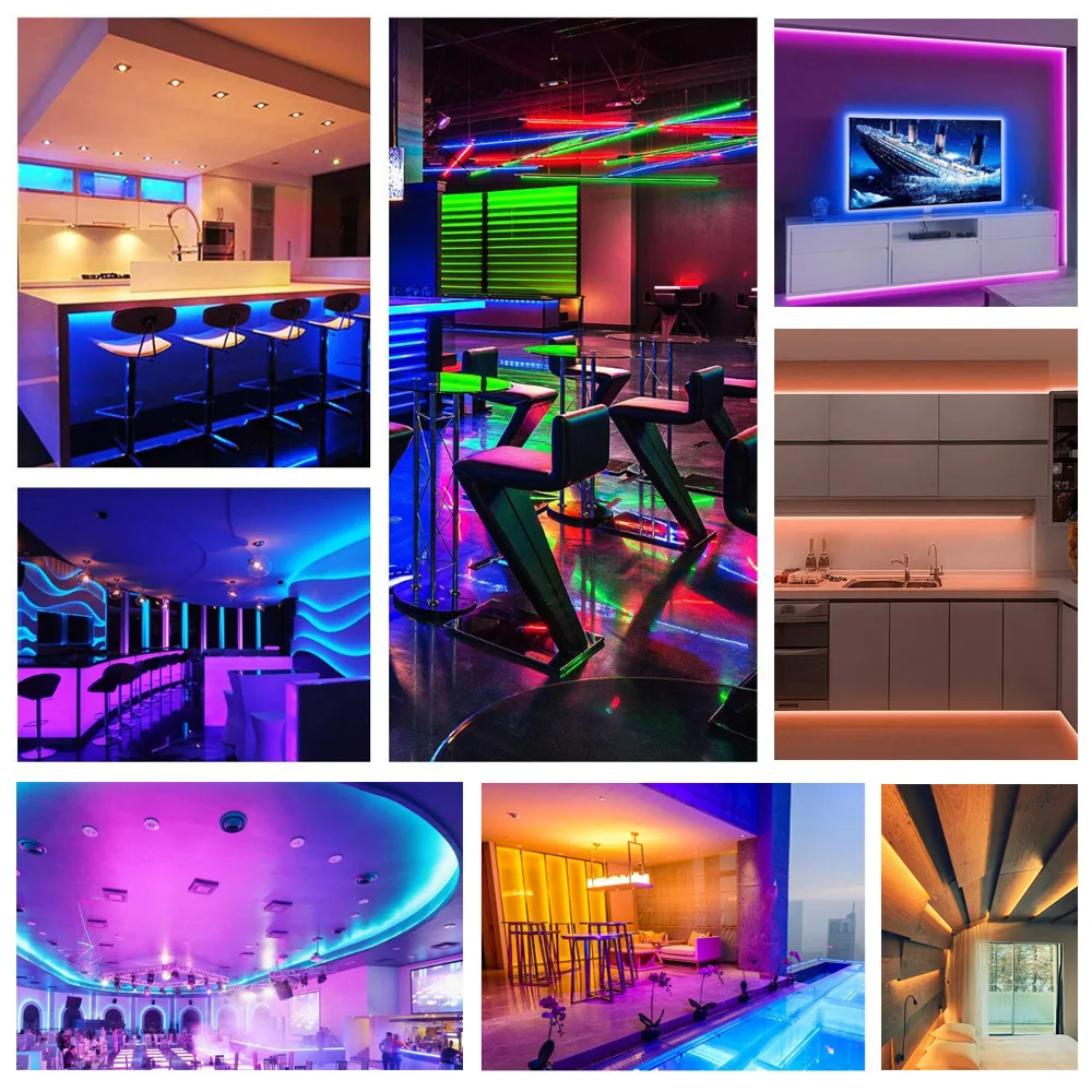 

5050 Led Strip 10M 60LED/M with Music LED Remote Controller 12V RGB Not Waterproof BPCB Power Adapter LED Light Strip Ribbon