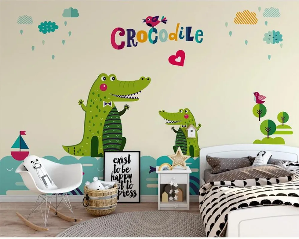 AINYOOUSEM ручная роспись милые животные Крокодил дети Фон бумажные обои 3d
