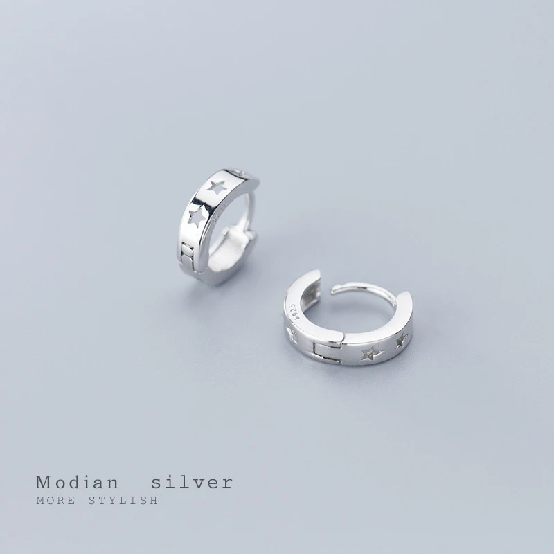 Modian Лидер продаж и вырезанными звездами Хооп Серьги для женщин из натуральной 925