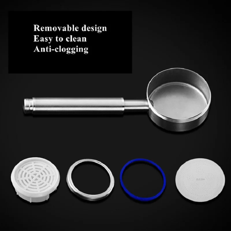 bathroom stainless stee 304 high pressure rain removeable nozzle water saving spray spa tub black shower head for bath with hose free global shipping