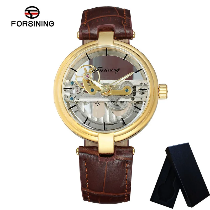 Часы наручные FORSINING Мужские автоматические механические Спортивные прозрачные в