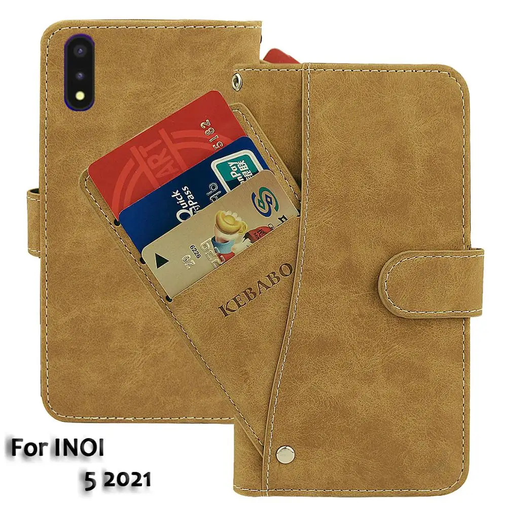 

Vintage Leather Wallet INOI 5 2021 Case 5.5" Flip Luxury Card Slots Cover Magnet Phone Protective Cases Bags