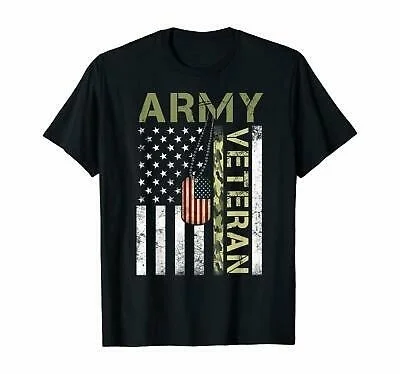 

Vintage American Flag Camo Proud Us Army Veteran Tee Short Sleeve Men T-Shirt
