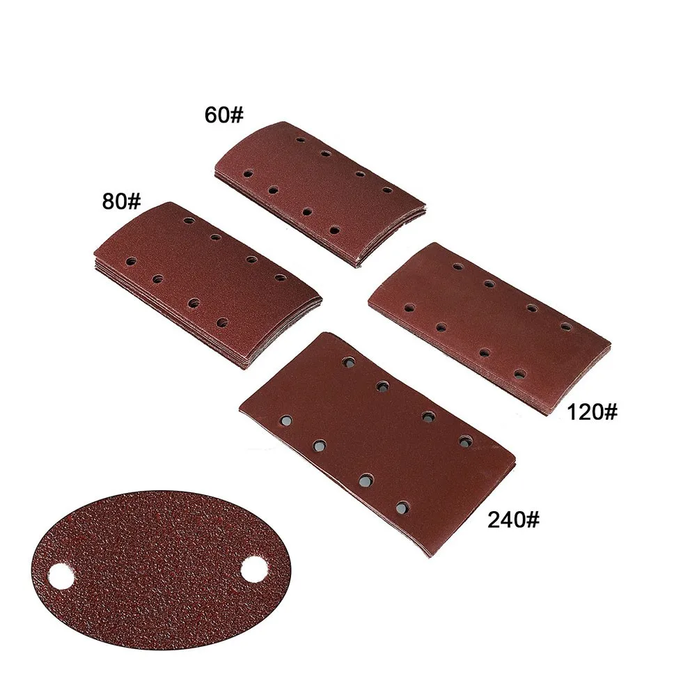 

50pcs Sandpaper Sanding Sheets 1/3 Punched Hook&Loop Mixed Grits 80/120/180/240 Sanding Discs Hook Loop Sanding Paper Buffing S