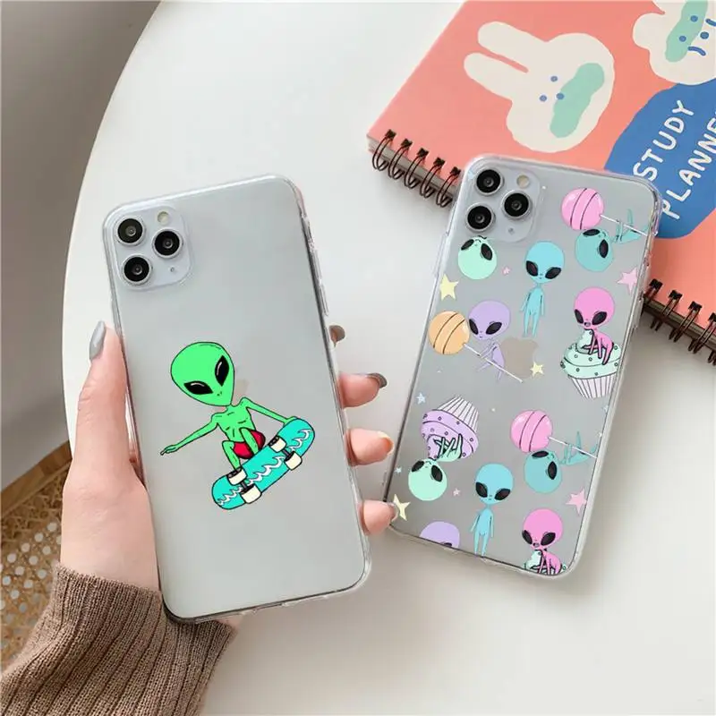 

Alien space Phone Case Clear Transparent for iPhone 11 12 13 mini pro XS MAX 8 7 6 6S Plus X 5S SE XR 2020