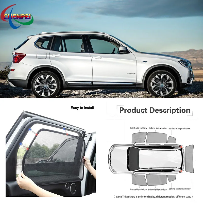 For BMW X3 2011 Car Full Side Windows Magnetic Sun Shade UV Protection Ray Blocking Mesh Visor Car Decoration Accessories