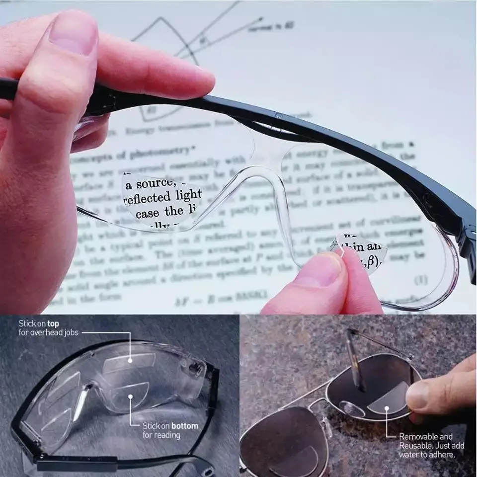 

May Flower Magnification Reusable Bifocal Lenses Liquid Silicone Bifcoal Lens Stick-on Glasses Presbyopic Lenses For Men Women